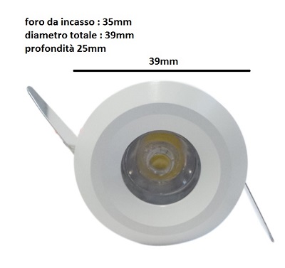 Mini Faretto Led Incasso 1w 12v Luce Natura